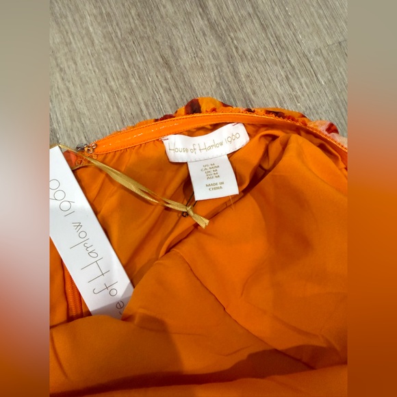 House of Harlow 1960 Orange Leopard Print Mini Dress Ruched Size M - Picture 5 of 5
